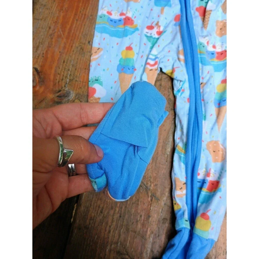 Little Sleepies 6-12 months Blueberry Ice Cream Social Zippy Bamboo Pajama